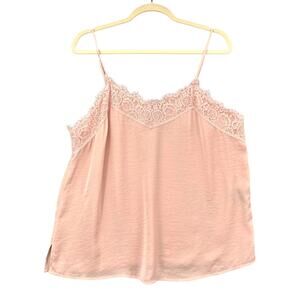 Who What Wear Pink Spaghetti Straps Lace Trim Sleeveless Camisole Womens Large‎